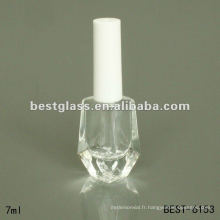 7ml bouteille de vernis à ongles transparent avec bouchon blanc